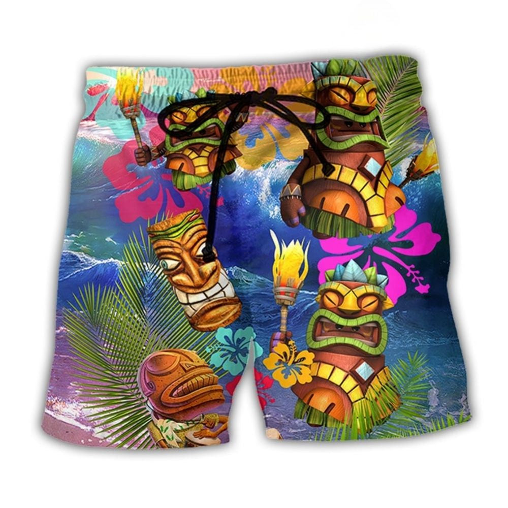 Tiki Aloha Happy Tropical Flower – Beach Short
