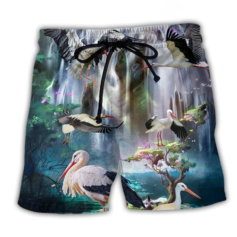 Stork Dreamy Waterfall Bird – Beach Short