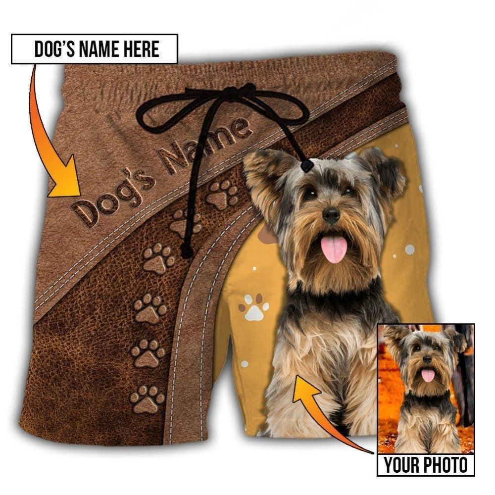 Dog Paw Various Leather Style Custom Photo Personalized - Beach Short