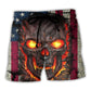 Skull Burning Angry USA Flag Vintage – Beach Short