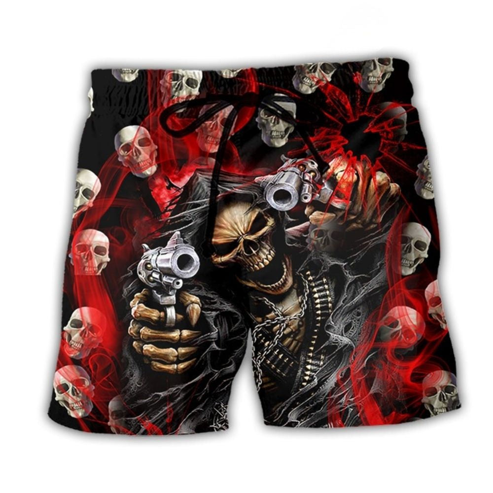 Skull Dark Gun Red Smoke – Beach Short