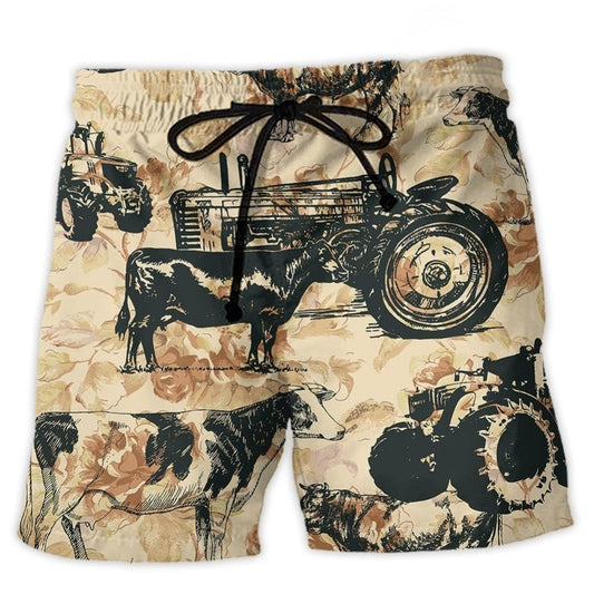 Tractor And Cow Lover - Beach Short
