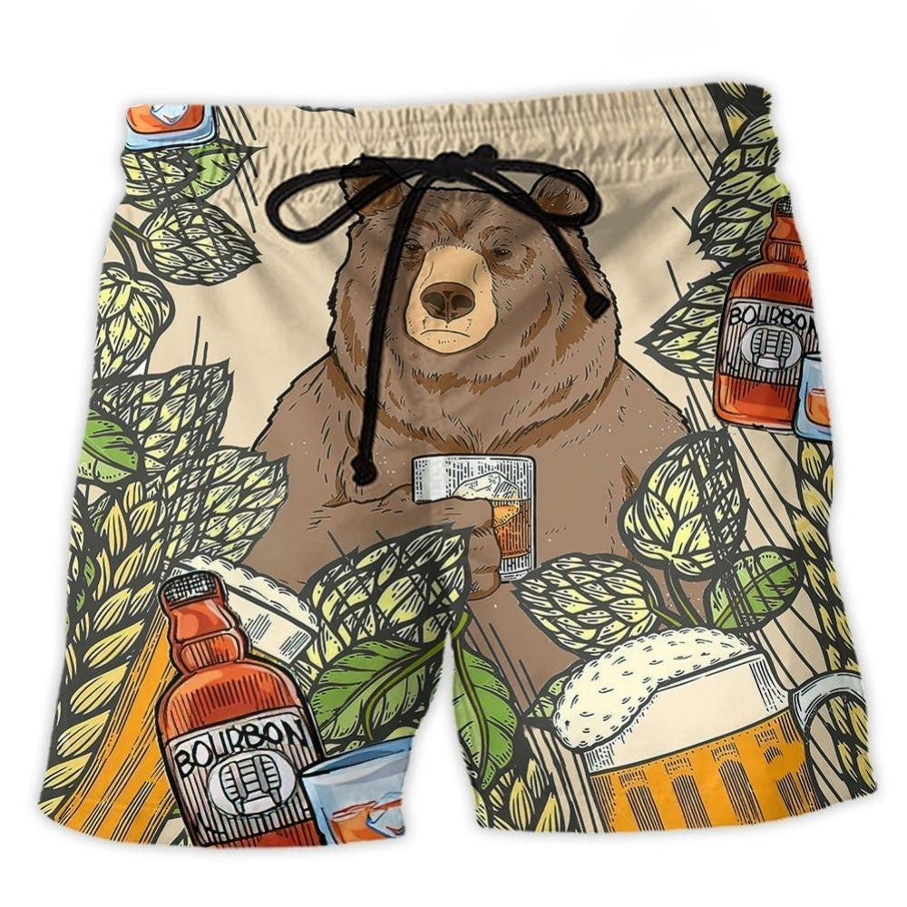 Bear Bourbon Drinking - Beach Short