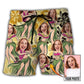 Woman Face Aloha Tropical Custom Photo – Beach Short