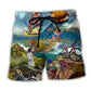 Cycling And Basketball Mountain Painting Lover - Beach Short