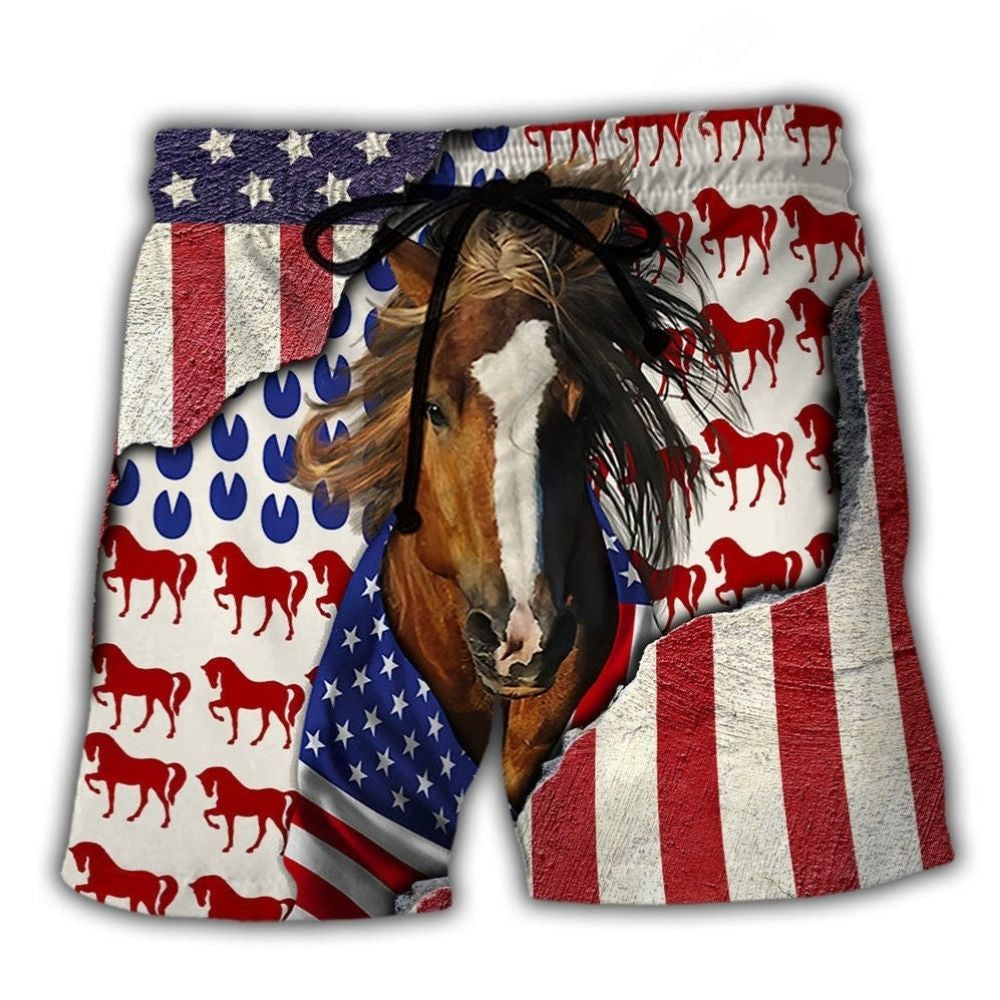 Patriotic Horse USA Flag Tribute – Beach Short