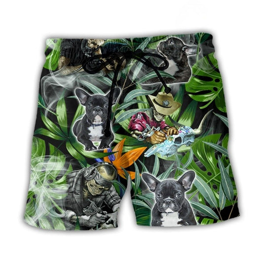 Skull French Bulldog Tattoo Tropical – Beach Short
