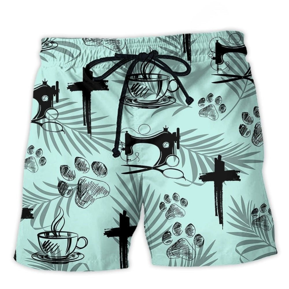 Coffee Jesus Dog Sewing Lover – Beach Short
