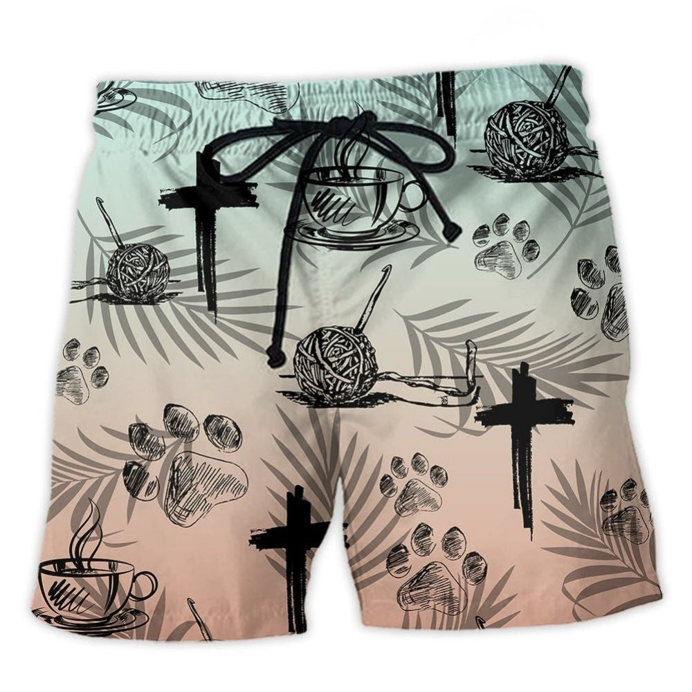 Coffee Jesus Dog Knitting Lover – Beach Short