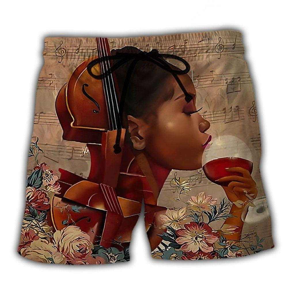 Music Distracted By Music And Wine - Beach Short