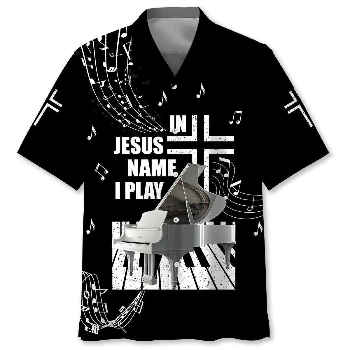 Hawaiian Shirt / Adults / S In Jesus Name I Play Piano Hawaiian Shirt