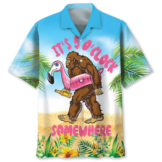 Hawaiian Shirt / Adults / S It's 5 O'clock Somewhere Bigfoot Hawaiian Shirt