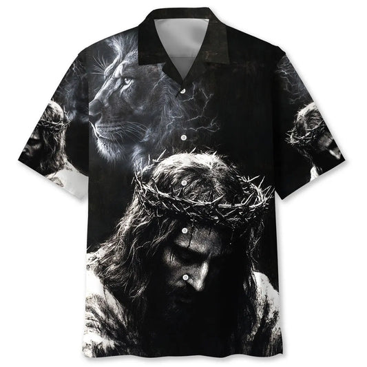 Hawaiian Shirt / Adults / S Jesus And Lion Art Hawaiian Shirt