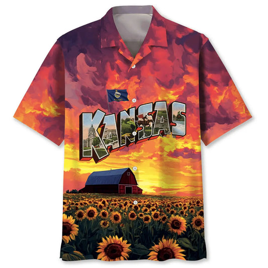 Hawaiian Shirt / Adults / S Kansas Sunflower Vintage Hawaiian Shirt