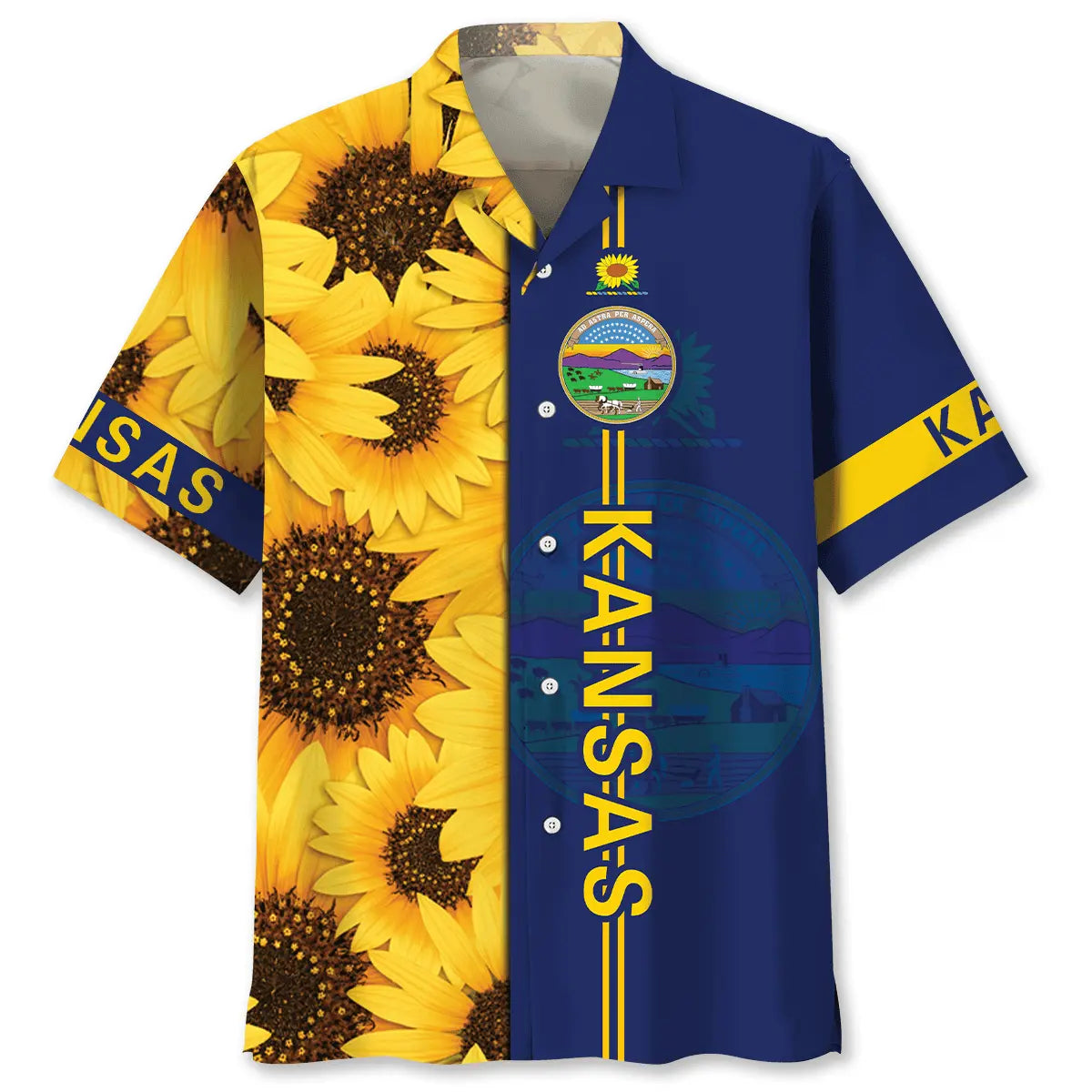 Hawaiian Shirt / Adults / S Kansas Sunflowers Proud State Hawaiian Shirt