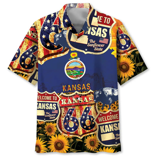 Hawaiian Shirt / Adults / S Kansas Vintage State Hawaiian Shirt
