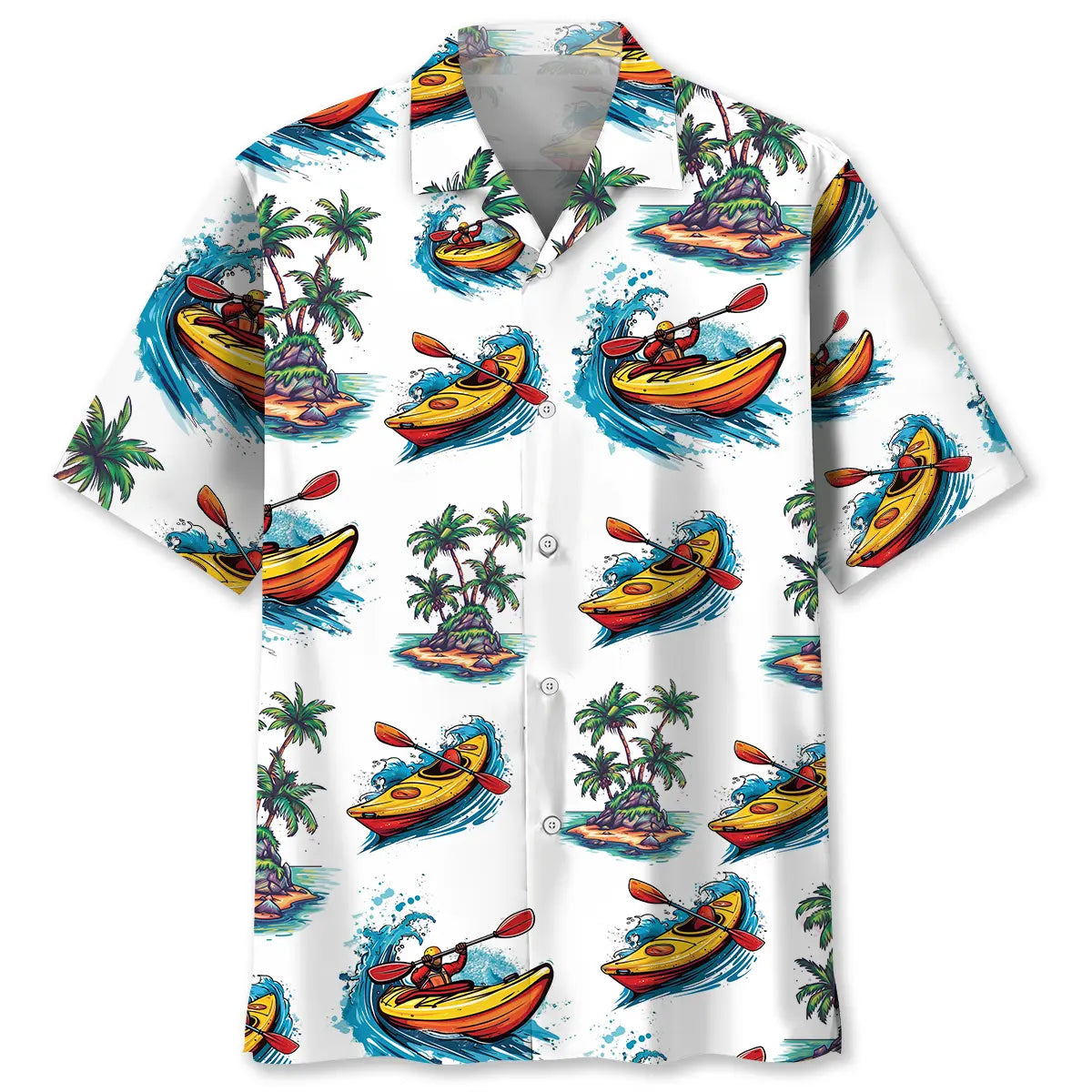 Hawaiian Shirt / Adults / S Kayaking Tropical Palm Tree Hawaiian Shirt