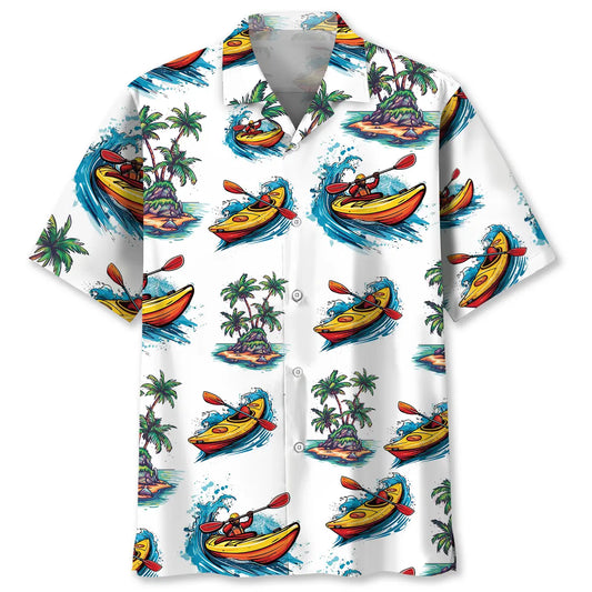 Hawaiian Shirt / Adults / S Kayaking Tropical Palm Tree Hawaiian Shirt