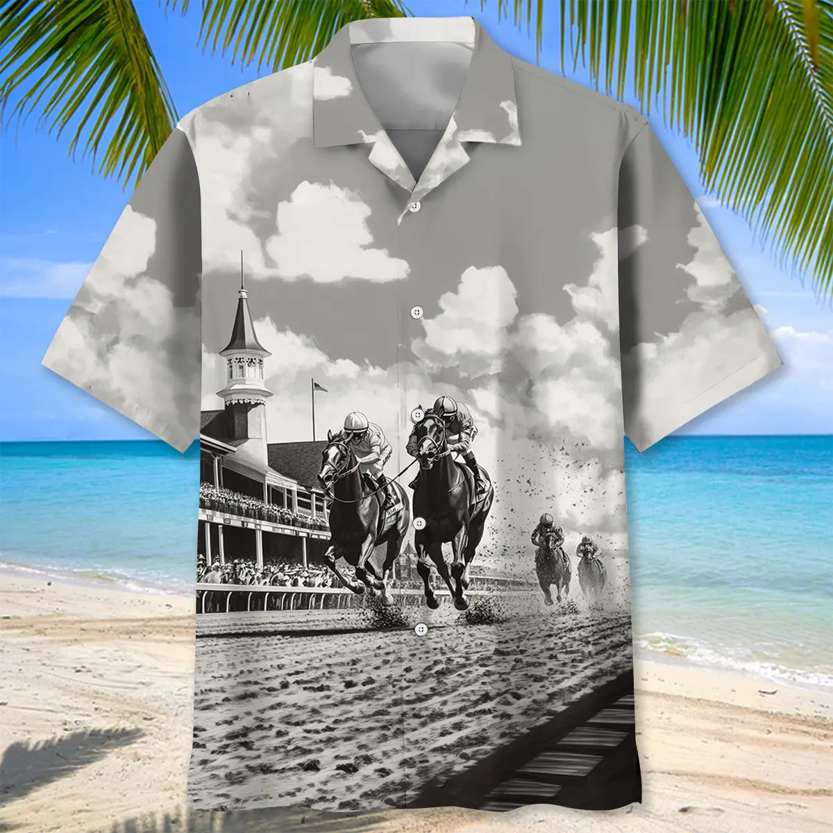 Kentuckey Derby Black And White Art Hawaiian Shirt