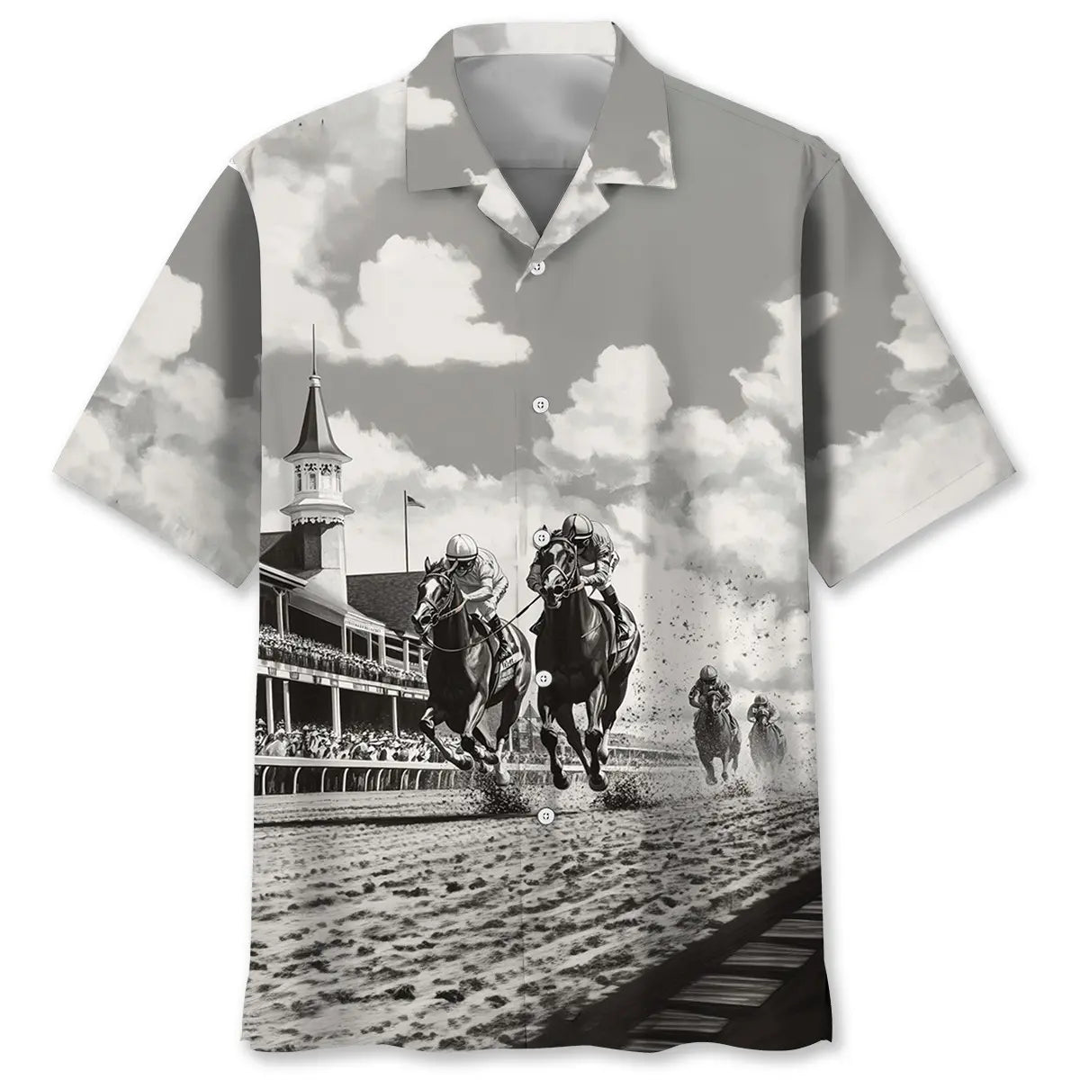 Hawaiian Shirt / Adults / S Kentuckey Derby Black And White Art Hawaiian Shirt