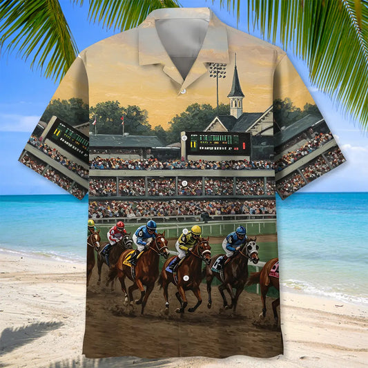 Hawaiian Shirt / Adults / S Kentuckey Derby Horse Racing Art Hawaiian Shirt