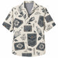 Labor Day Hawaiian Shirt - Bandana Patch & Leaf Stamp Print for Men