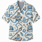Labor Day Hawaiian Shirt - Blue Worker & Wrench Sketch Print for Men