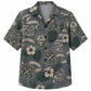 Labor Day Hawaiian Shirt - Carpenter Crest & Hibiscus Print for Men