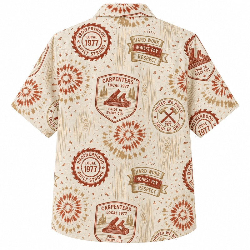 Labor Day Hawaiian Shirt- Carpenter Local Stamp Print for the Weekend