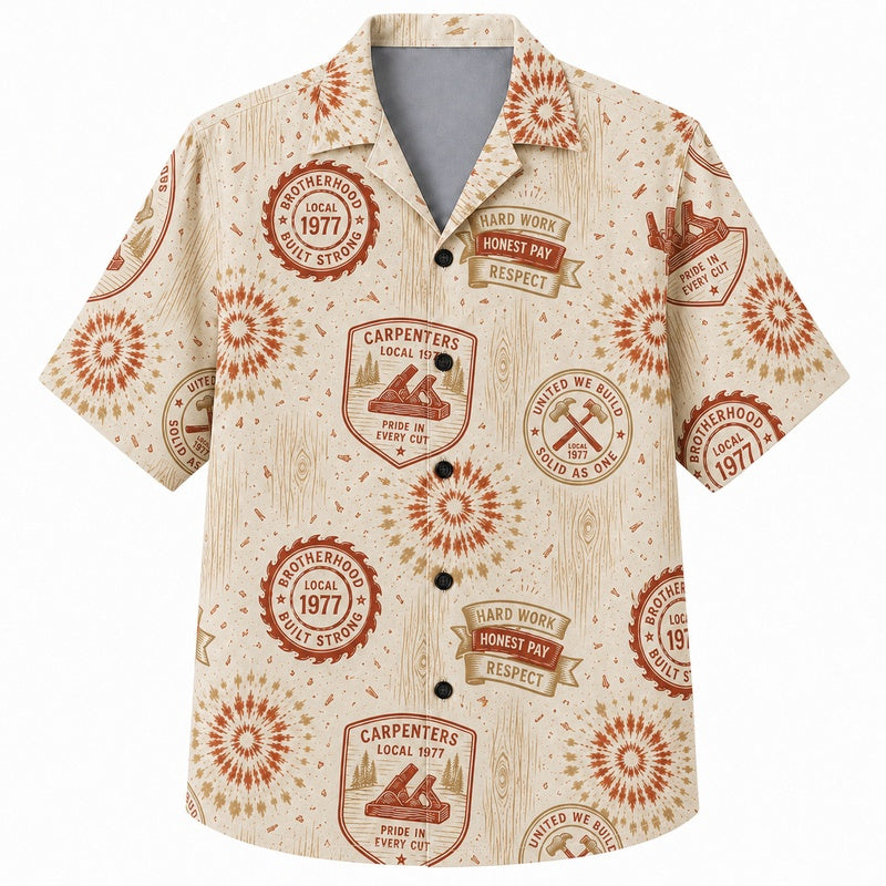 Labor Day Hawaiian Shirt- Carpenter Local Stamp Print for the Weekend