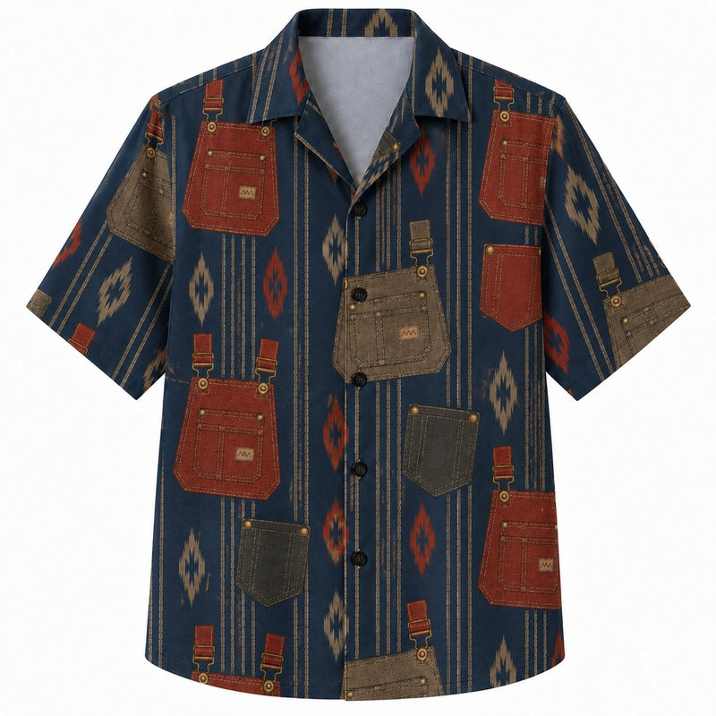 Labor Day Hawaiian Shirt- Denim Overall Print for the Long Weekend