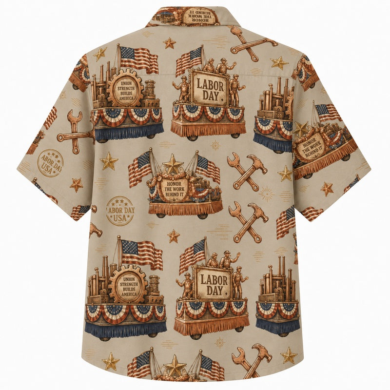 Labor Day Hawaiian Shirt Featuring Labor Day Parade Float Print for Summer
