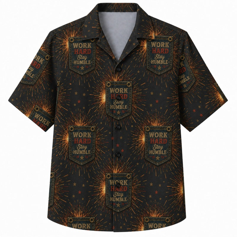 Labor Day Hawaiian Shirt- Glowing Lantern and Workshop Print