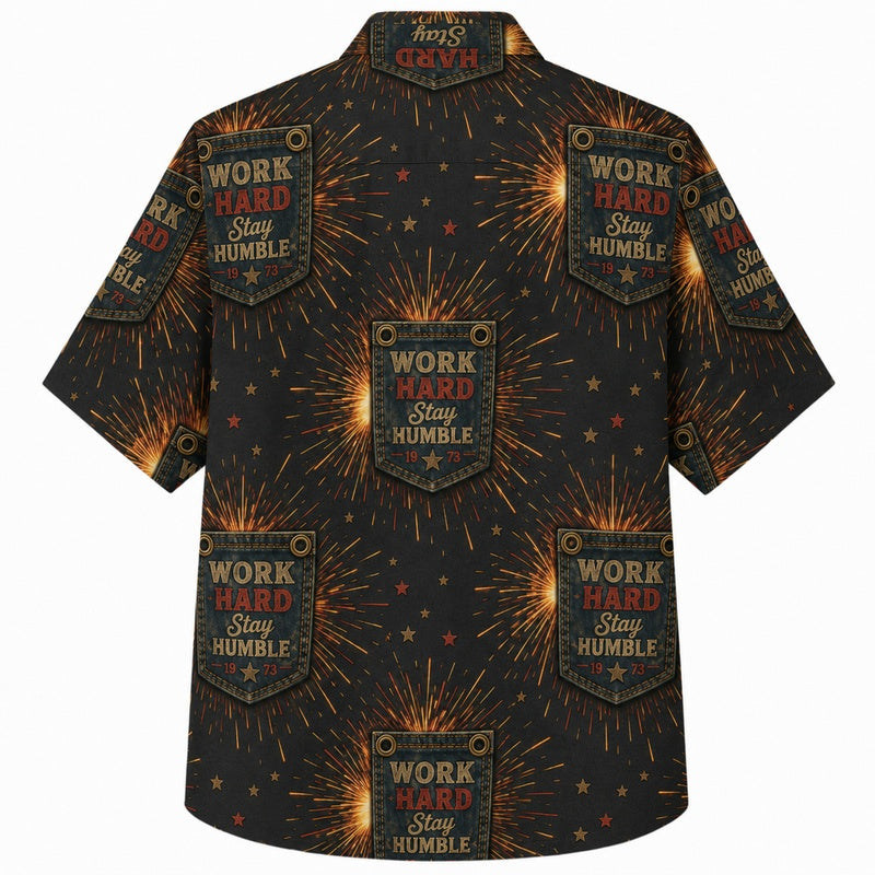 Labor Day Hawaiian Shirt- Glowing Lantern and Workshop Print
