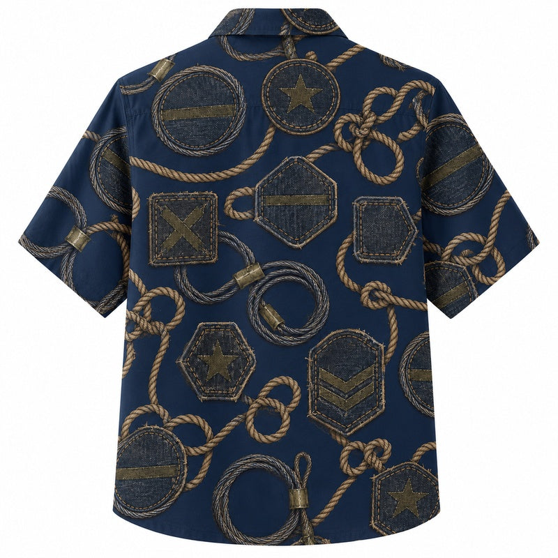 Labor Day Hawaiian Shirt- Gold Rope Knot Panel Print for the Holiday