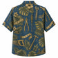 Labor Day Hawaiian Shirt- Golden Hand Tool and Palm Print for Everyday Wear