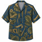 Labor Day Hawaiian Shirt- Golden Hand Tool and Palm Print for Everyday Wear