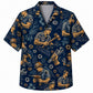 Labor Day Hawaiian Shirt - Golden Worker & Floral Burst Print for Men