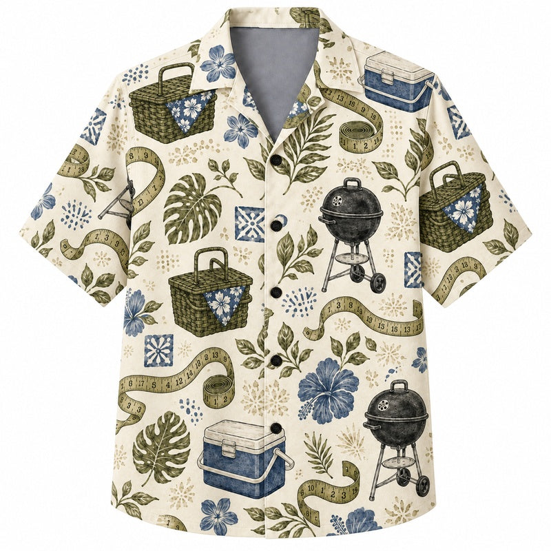Labor Day Hawaiian Shirt- Grill Cooler and Picnic Basket for the Cookout