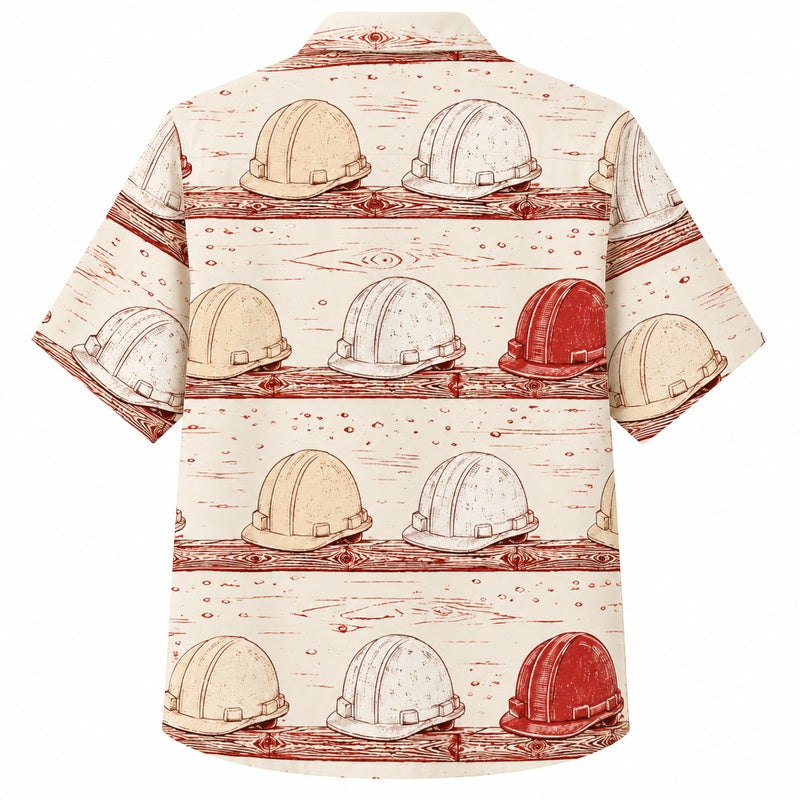 Labor Day Hawaiian Shirt- Hard Hat and Vintage Truck Print for Summer