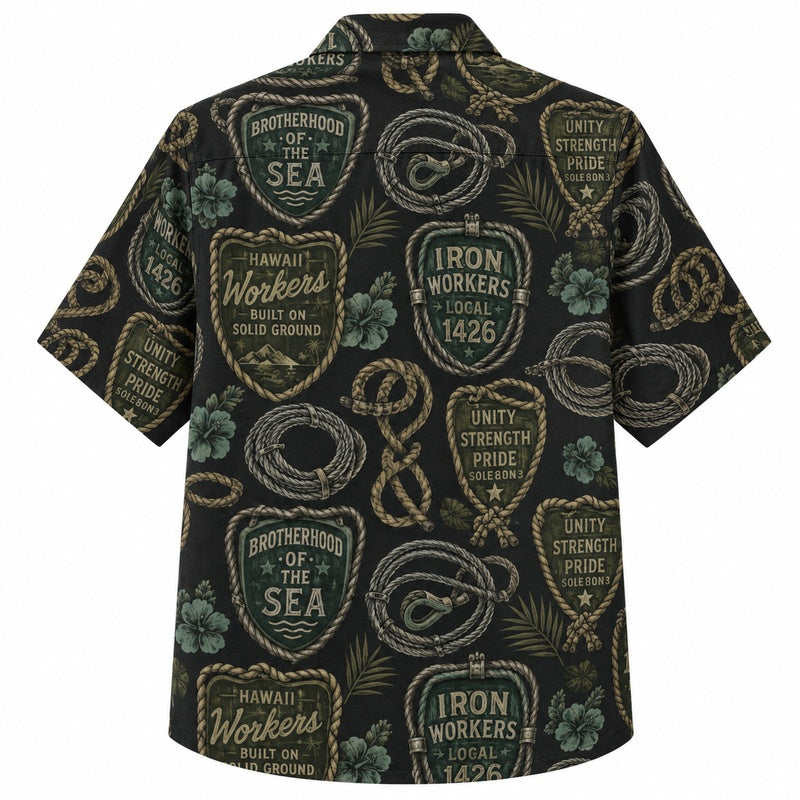Labor Day Hawaiian Shirt- Iron Workers Union Badge for the Long Weekend
