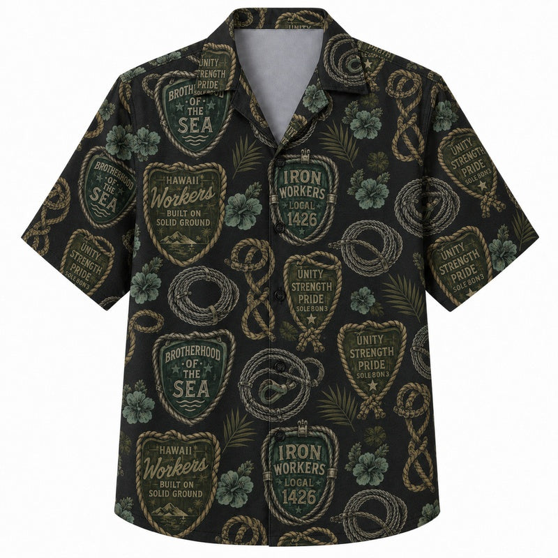 Labor Day Hawaiian Shirt- Iron Workers Union Badge for the Long Weekend