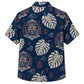 Labor Day Hawaiian Shirt - Island Crest & Monstera Leaf Print for Men