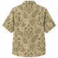 Labor Day Hawaiian Shirt- Khaki Tonal Damask Print for Summer