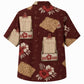 Labor Day Hawaiian Shirt- Leather Patch and Red Flower Print