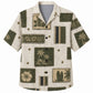 Labor Day Hawaiian Shirt- Linen Panel and Surfboard Print for Workers