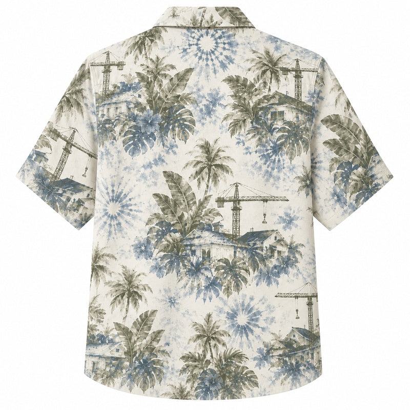 Labor Day Hawaiian Shirt- Palm and Utility Pole Print for Him