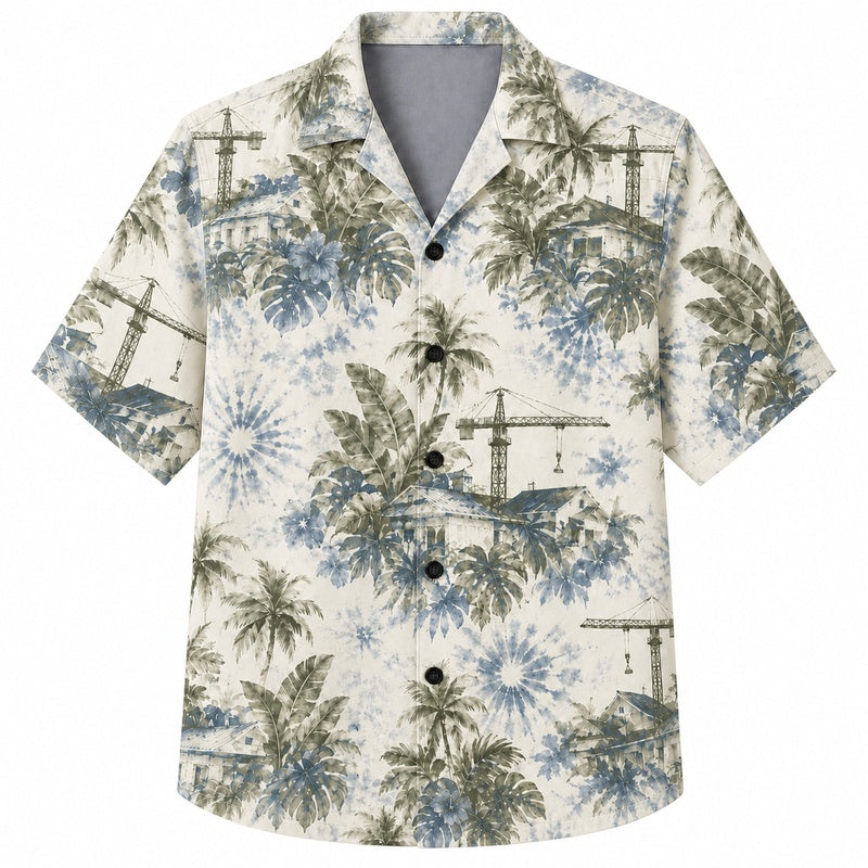 Labor Day Hawaiian Shirt- Palm and Utility Pole Print for Him