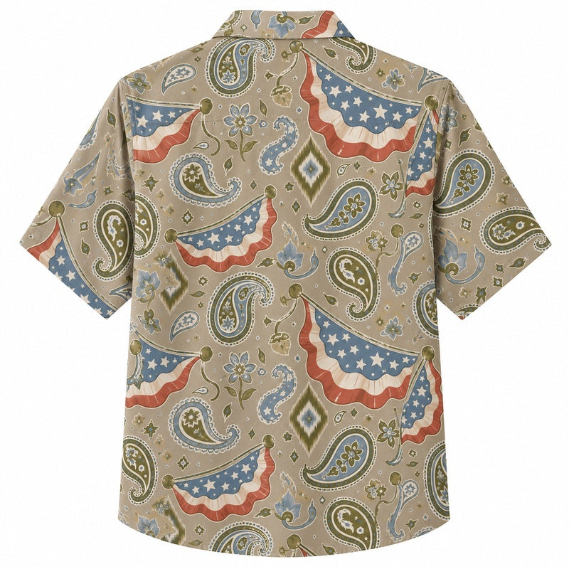 Labor Day Hawaiian Shirt- Patriotic Paisley Bunting for the Long Weekend