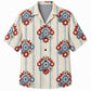 Labor Day Hawaiian Shirt- Red and Blue Floral Rosette Print for Summer